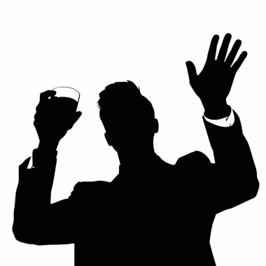 Bir iş adamı silueti kadehini kaldırıyor, sanki bir iş başarısını kutluyor gibi (4))