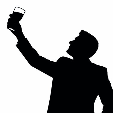 Bir iş adamı silueti kadehini kaldırıyor, sanki bir iş başarısını kutluyor gibi (6))