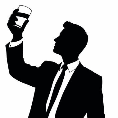 Bir iş adamı silueti kadehini kaldırıyor, sanki bir iş başarısını kutluyor gibi (7))