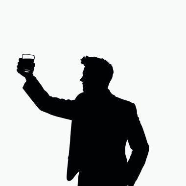 İş dünyasının başarısını kutlar gibi kadehini kaldıran bir işadamı silueti (9))