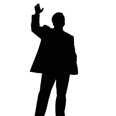 Kalçasında elleri olan bir işadamı silueti, bir iş anlaşmasını inceliyor gibi görünüyor (9))