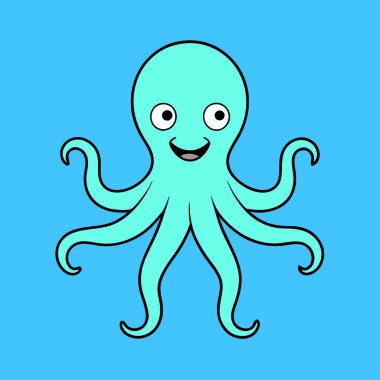 Şirin ahtapot karakterinin vektör çizimi