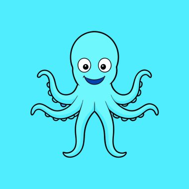 Sevimli ahtapot ikonu. vektör illüstrasyonu
