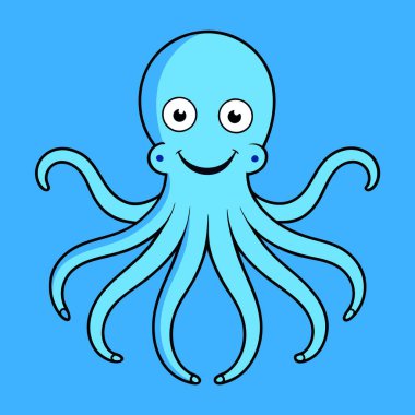 mavi ahtapot simgesi, çizgi film tarzı