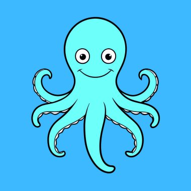 karikatür karalama ahtapotu beyaz arkaplanda izole