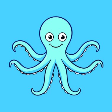 Şirin ahtapot çizgi film vektör çizimi