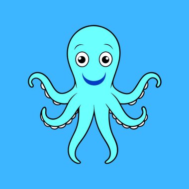 ahtapot karikatür ikon vektör çizimi