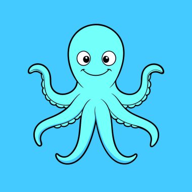 Sevimli ahtapot hayvan karakteri. vektör karikatür çizimi