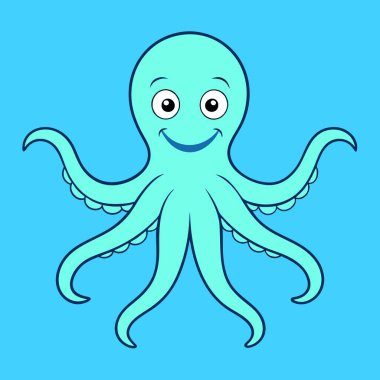 Arka planda izole edilmiş şirin çizgi film ahtapotu. vektör çizgi filmi