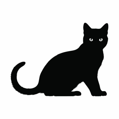 Beyaz arka planda sevimli kedi silueti