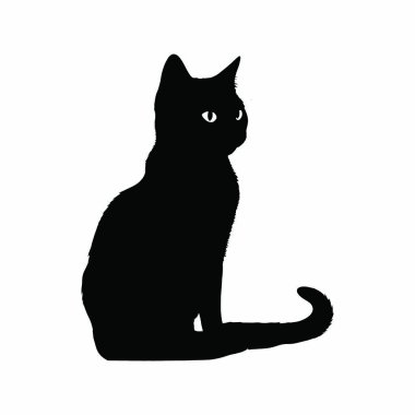 Beyaz arka planda siluet siyah kedi. vektör