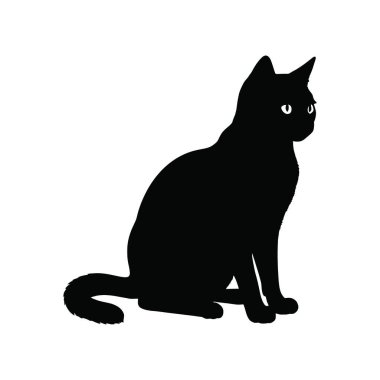 Siyah kedi silueti, vektör illüstrasyon
