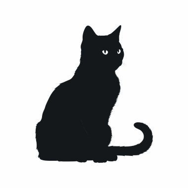 Beyaz arka planda siyah bir kedinin silüeti. vektör illüstrasyonu.