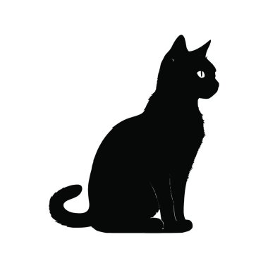 Siyah kedi beyaz arka planda izole edilmiş. vektör
