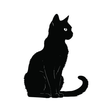 Bir siluet kedinin vektör el çizimi.
