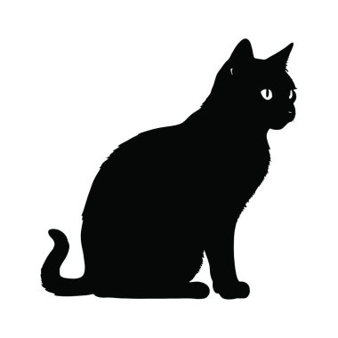 Kara kedi siluet. vektör çizim.