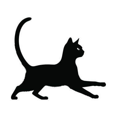 beyaz arkaplanda kedi silueti vektör çizimi