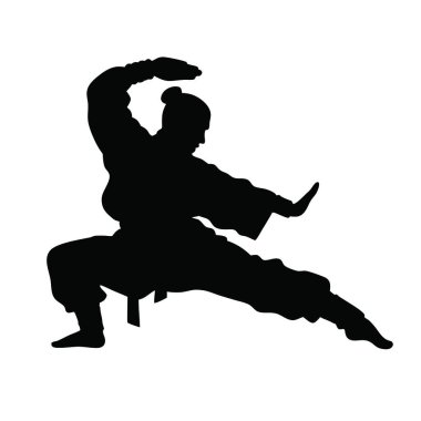 beyaz üzerine karate silueti