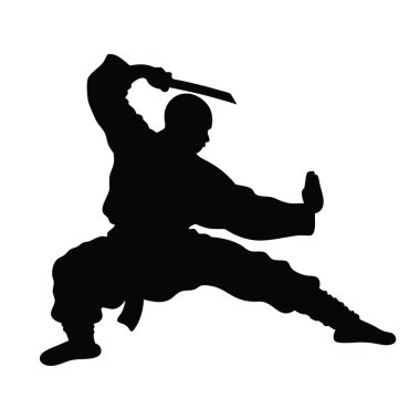 Siyah kılıçlı bir dövüşçünün vektör çizimi