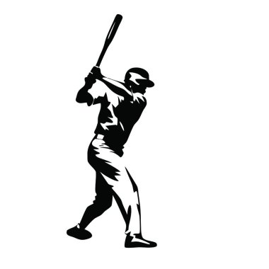 Beyzbol oyuncusu silueti. Beyaz arkaplanda izole edilmiş vektör illüstrasyonu