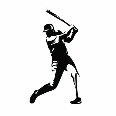 Beyzbol sopası silueti ve top. vektör illüstrasyonu