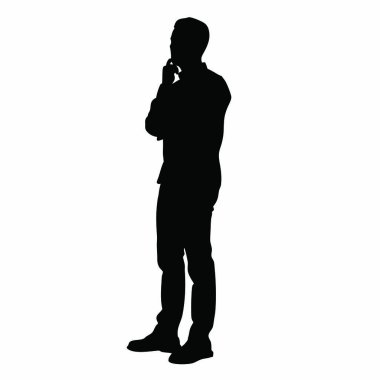 Beyaz arka planda genç bir adamın vektör silueti.