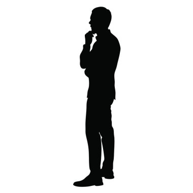 Takım elbiseli bir iş adamı. Silüet. Beyaz bir arka planda izole edilmiş. vektör.