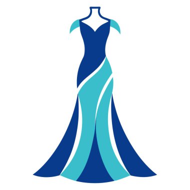 Mavi kurdeleli gelinlik. vektör illüstrasyonu