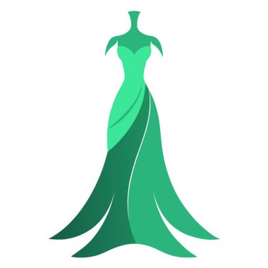 yeşil elbise, illüstrasyon, vektör, beyaz arkaplanda