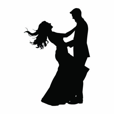Beyaz arka planda dans eden siluet çift