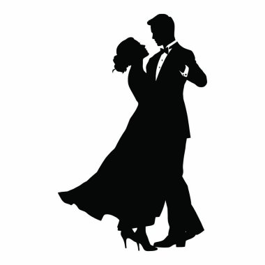 Bir çift dansın silueti. vektör illüstrasyonu.