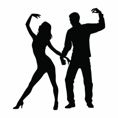 Dans eden çiftin vektör siluetleri.