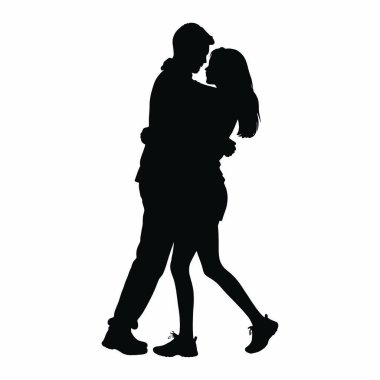 Beyaz arkaplanda çift silueti, vektör illüstrasyonu