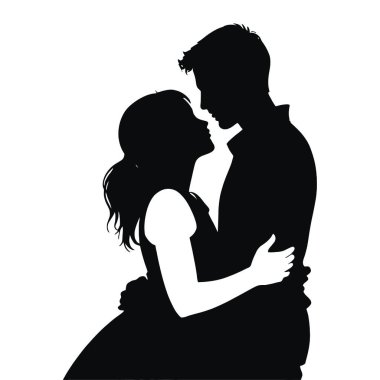 Beyaz arkaplanda çiftlerin vektör siluetleri.