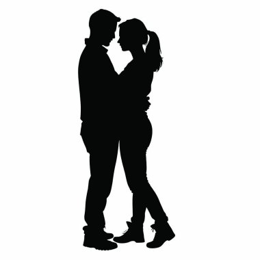 Beyaz arkaplandaki bir çiftin vektör silueti.