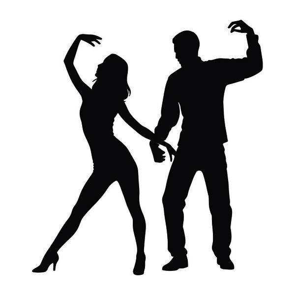 векторные силуэты танцевальной пары.