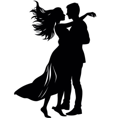 Aşık bir çiftin silueti.