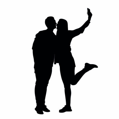 Beyaz arkaplandaki insanların vektör siluetleri