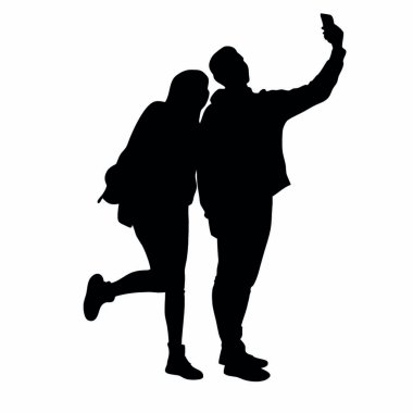 selfie çift siluet simgesi