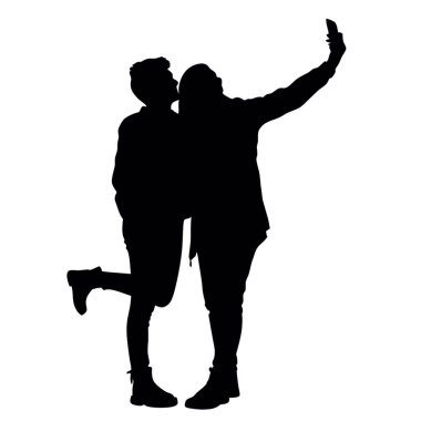 vektör iki sevgili selfie çekiyorlar..