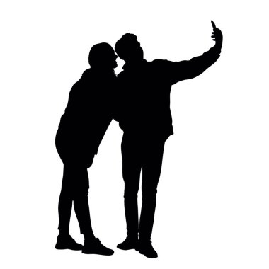 Birbirine aşık çiftlerin siyah siluetleri. beyaz arkaplanda izole.