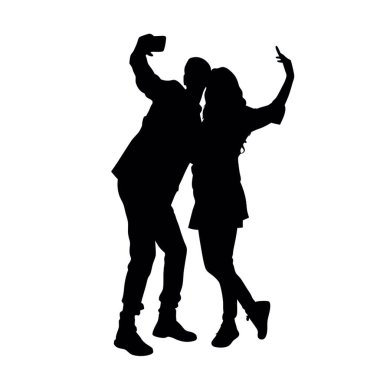 Beyaz arka planda kadın ve erkeğin vektör silueti.