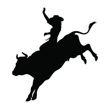 Boğalı bir kovboyun silueti..