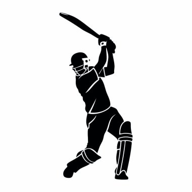 Kriket oyuncusu silueti. vektör illüstrasyonu