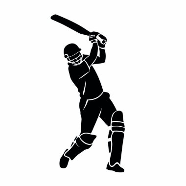 Beyaz zemin üzerinde top olan kriket sopasının vektör silueti.