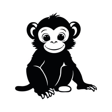 maymun beyaz arkaplanda bir dal, vektör, illüstrasyon üzerinde oturuyor.