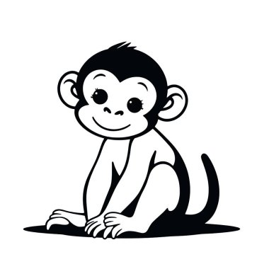 Büyük gözlü şirin çizgi film maymunu..