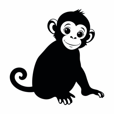 Siyah maymun beyaz üzerine
