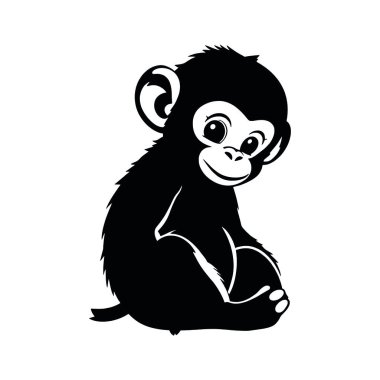 Çizgi film karakteri, sevimli siyah maymun çizimi