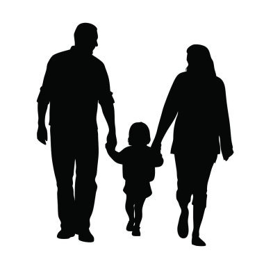 Beyaz arka planda elleri izole aile silueti.